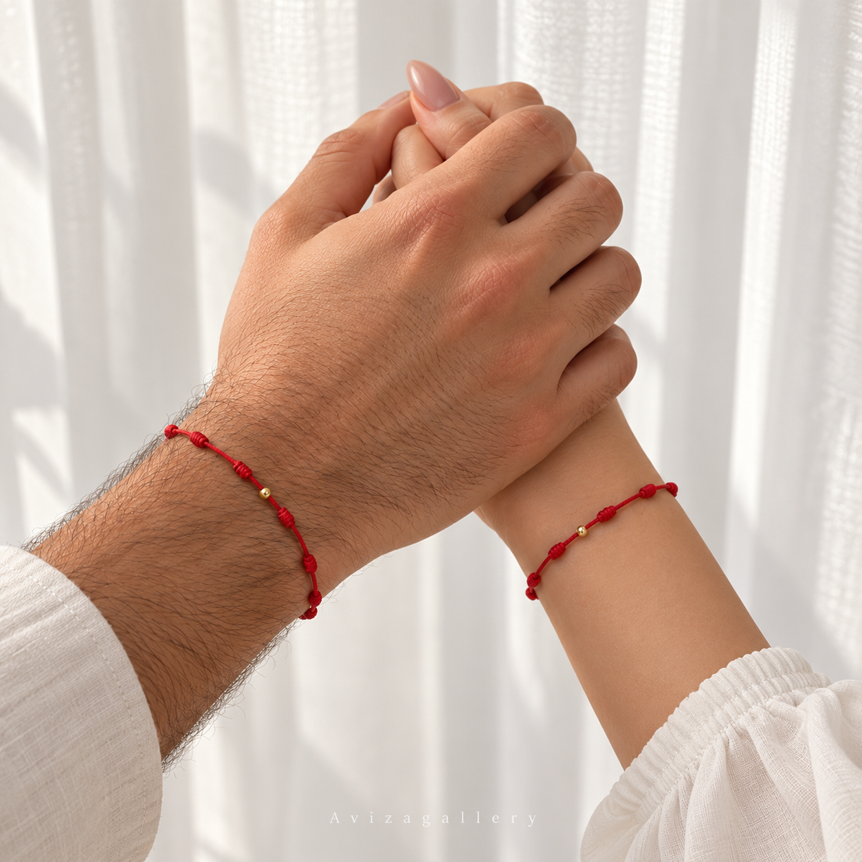 دستبند هفت گره رد استرینگ با گوی طلایی و نقره ای